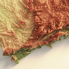Mapa de Relevo Colorido do Sudeste
