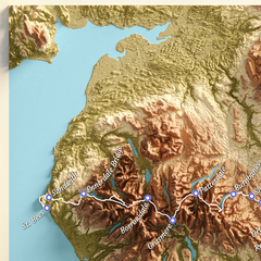 Mapa topográfico da Trilha Coast to Coast Path na Inglaterra