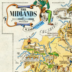 Mapa The Midlands na Inglaterra