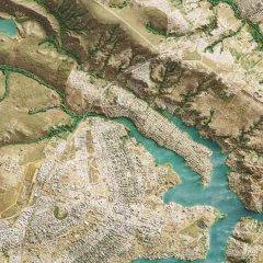 Mapa de relevo com imagem de satélite da cidade de brasília porçao central