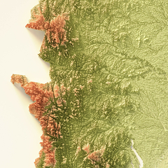 Mapa 3D colorido do Espírito Santo.