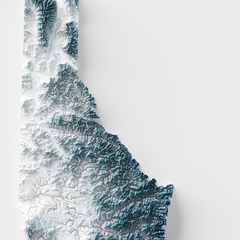 Mapa Hipsométrico do Idaho, Estados Unidos