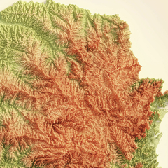 Mapa hipsométrico Colorido da Região Sul do Brasil