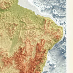 Mapa de relevo topográfico do brasil batimétrico e hipsométrico