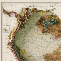 Mapa geológico da América do Sul retro