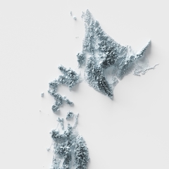 Mapa topográfico do Japão.