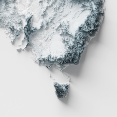Mapa topográfico da Austrália, Oceania