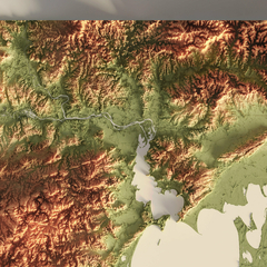 Mapa topográfico colorido de Porto Alegre e Lagoa dos Patos