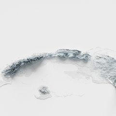 Mapa de relevo topográfico de Cuba.