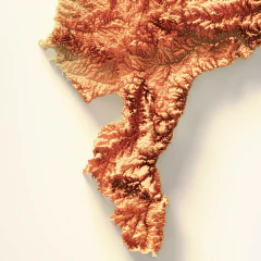 Mapa 3D Colorido do Maranhão
