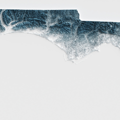 Mapa de Relevo da Flórida, Estados Unidos