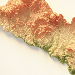 Mapa de relevo topográfico colorido do Alagoas