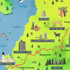 Mapa Ilustrado Trilha de caminhada Southern Upland Way na Escócia