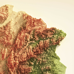 Mapa 3D Colorido do Sudeste