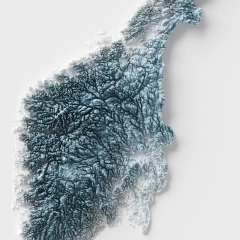 Mapa de Relevo da Noruega