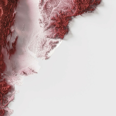 Mapa 3D da América do Sul em tons de vinho