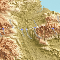 Mapa Hipsométrico 3D da Trilha Coast to Coast Path no norte da Inglaterra
