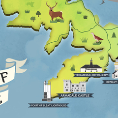 Mapa Ilustrado da Ilha de Skye na Escócia, Reino Unido.