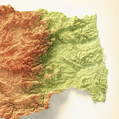 Mapa 3D Colorido da Paraíba