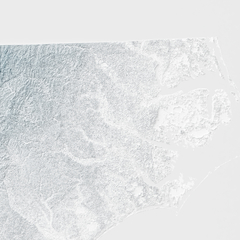 Mapa de Relevo da Carolina do Norte, Estados Unidos