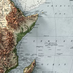 Mapa Topográfico Antigo do Continente Africano