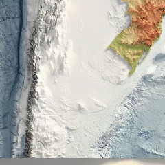 Mapa batimétrico colorido do brasil