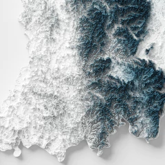 Mapa Hipsométrico de Indiana, Estados Unidos