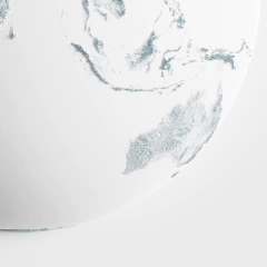 Mapa Mundi de relevo topográfico Centralizado na Ásia e Oceania
