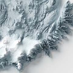 Mapa topográfico da Islândia.