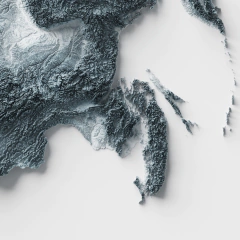 Mapa hipsométrico da Rússia.