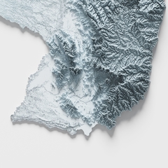 Mapa de relevo topográfico do Paraguai, América do Sul.
