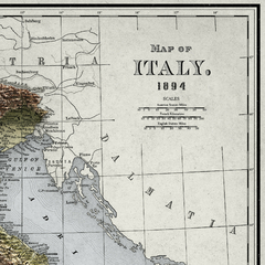 Mapa hipsométrico da Itália, versão retro