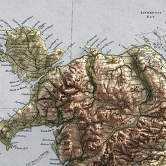 Mapa hipsométrico vintage País de Gales