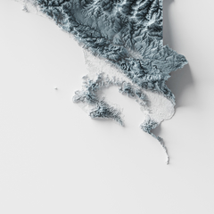 Mapa hipsométrico da Costa Rica.