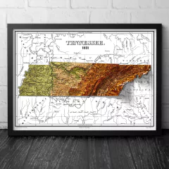 Mapa de Relevo do Tennessee - 1831 - comprar online
