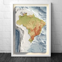 Mapa do Brasil batimétrico e hipsométrico