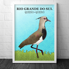 Pôster Pássaro Quero-quero, Vanellus chilensis com moldura branca