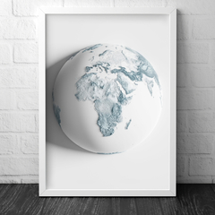 Mapa Mundi hipsométrico Centralizado na Europa e África