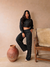 Conjunto Calça Pantalona e Cropped Manga Morcego Malha Ribi - Bibi Boutique