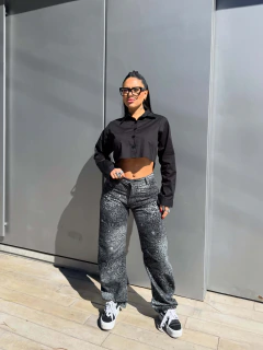Mom Barrel Print Black