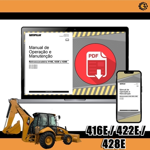 Manual de Operação - Retroescavadeira Caterpillar 416E / 422E / 428E - comprar online