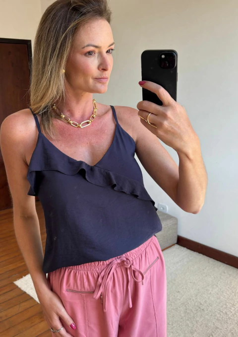 Blusa Alça Lia Azul P - comprar online