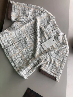 Cropped Malha Lurex Tweed Det Couro Karmani - TAYLU 