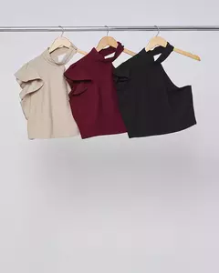 Cropped Twill Um Ombro Com Gola KARMANI - comprar online