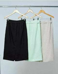 Saia 100%Linho Cinto Karmani