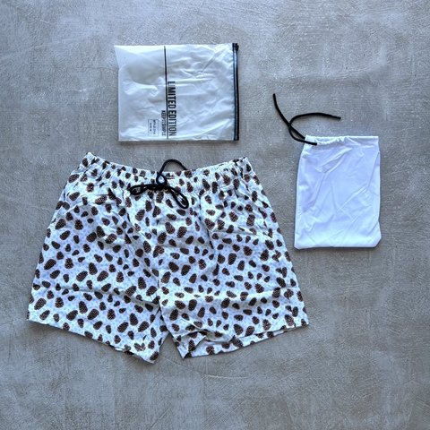 Short de baño importado estampado blanco 3748