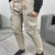 Pantalón cargo de gabardina importada beige con puño - Be King