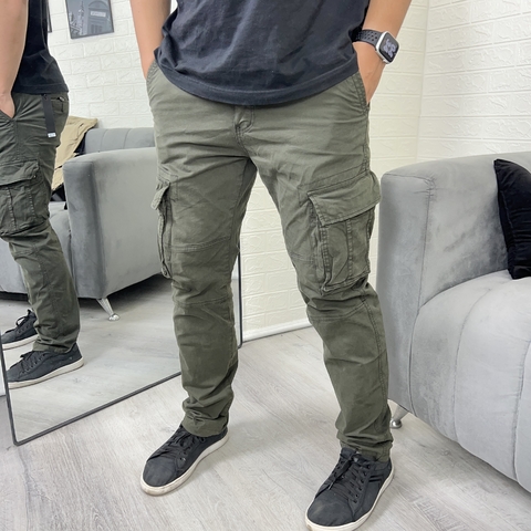 Pantalón cargo de gabardina importada verde Premium - comprar online