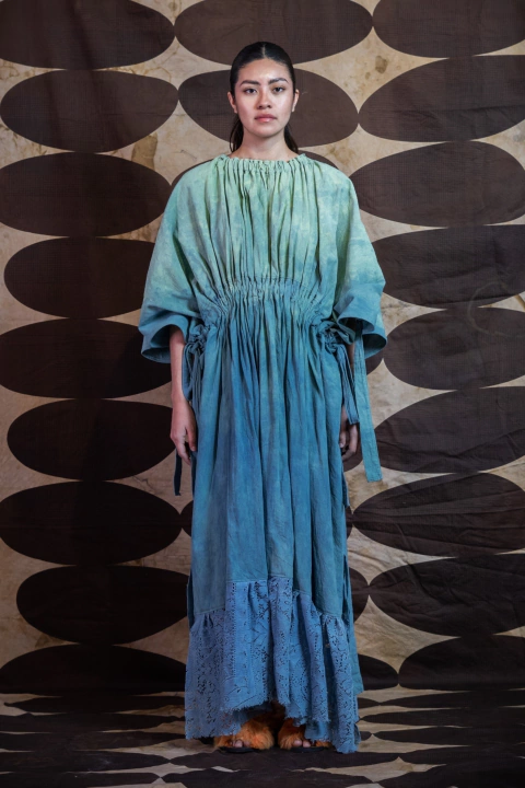 añil degradeé MBURUCUYÁ tunic dress - buy online