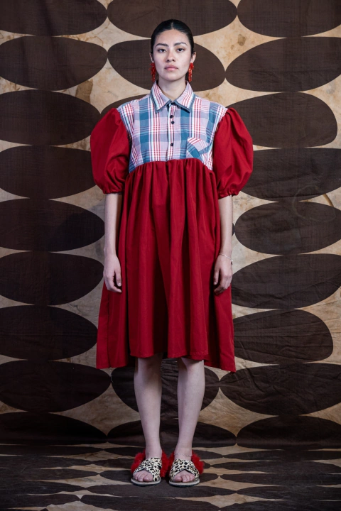 PIMIENTO TARTAN balloon dress - comprar en línea